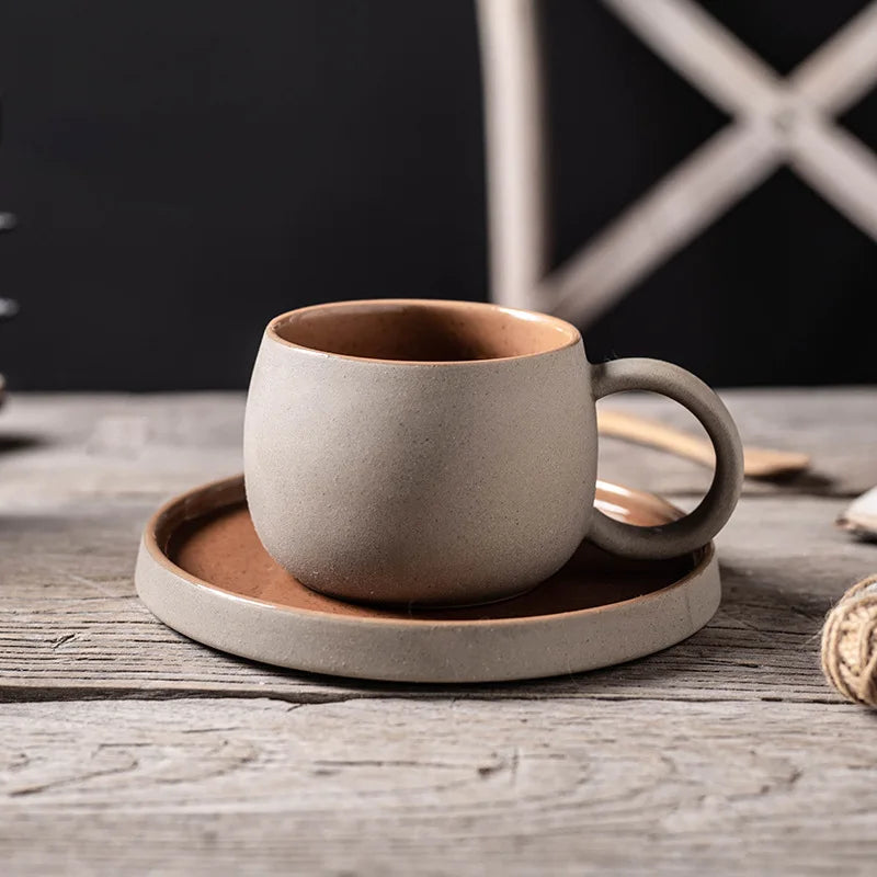 Ceramic Mug set In Japanese Retro Style Minimalist Afternoon Tea Cup Coffee Cup Dessert Mug Valentine's Day Gift cup