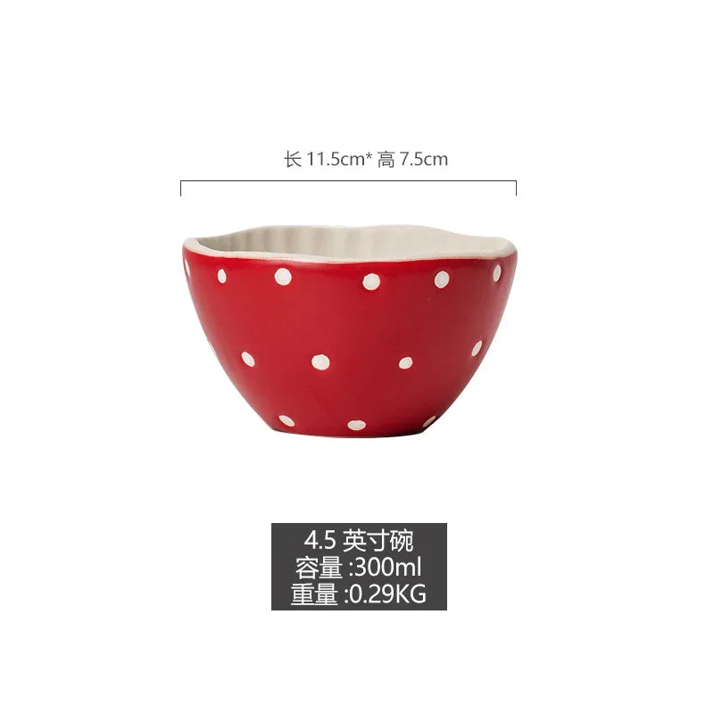 Cute Red Mushroom Ceramic Tableware Coffee Cup Afternoon Tea Set Creative Cartoon Pastry Plate Rice Bowl Salad Plate Dinner Dish