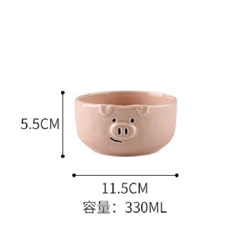 European Creative Cute Pink Pig Tableware Dishes Home Ceramic Plate Breakfast Nordic Wind Irregular Matte Plate Kitchen Utensils