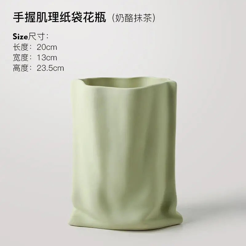 Beihanmei Cream Ceramic Vase Elegant Home Decor for Living Room Entryway Tabletop Flower Arrangement
