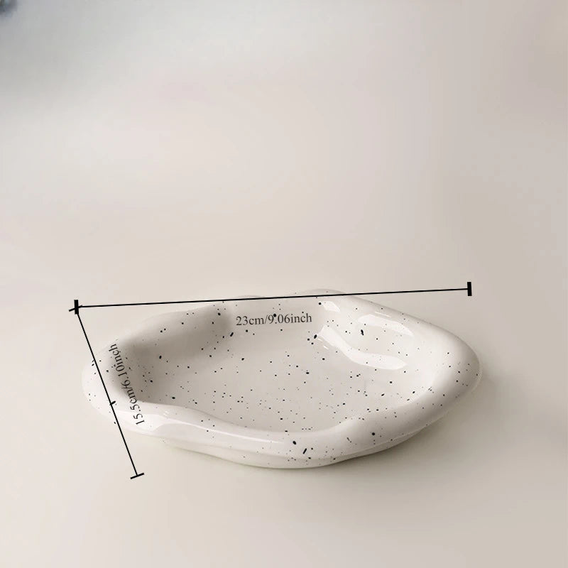 Creative Home Light Luxury Decoration Tray Ceramic Storage Tray Fruit Snack Tray Coffee Table Jewelry Tray Ins Decoration