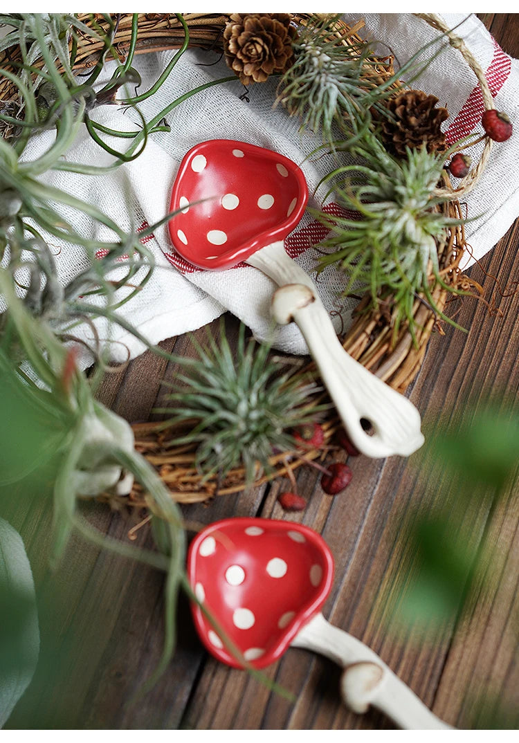 Cute Red Mushroom Ceramic Tableware Coffee Cup Afternoon Tea Set Creative Cartoon Pastry Plate Rice Bowl Salad Plate Dinner Dish