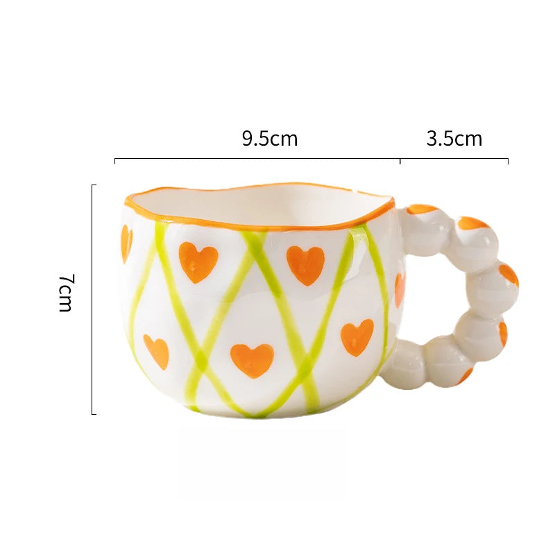 Cute Ceramic Mugs Cloud Heart Pattern Coffee Cups Flower Milk Tea Cup 250ML Drinkware Kitchen