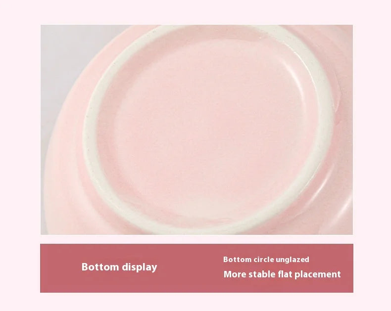Cute Strawberry Ceramic Bowl Set For Home Use High Aesthetic Instant Noodles Salad Dessert Dining Tableware Kitchen Supplies