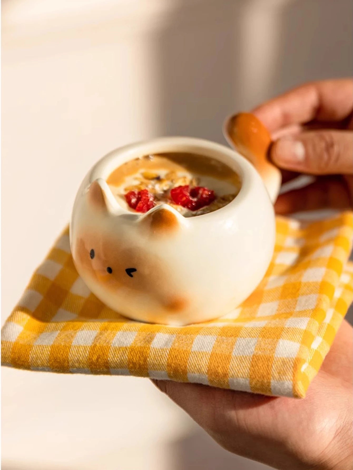 1Pc Siamese Cat Coffee Cup Creative Cute Kitten Mug High-Looking Exquisite Cup Suitable for Coffee Shop Latte Latte Cup Office Living Room Home Bedroom Drinking Cup Afternoon Tea Flower Tea Black Tea Cup Gift