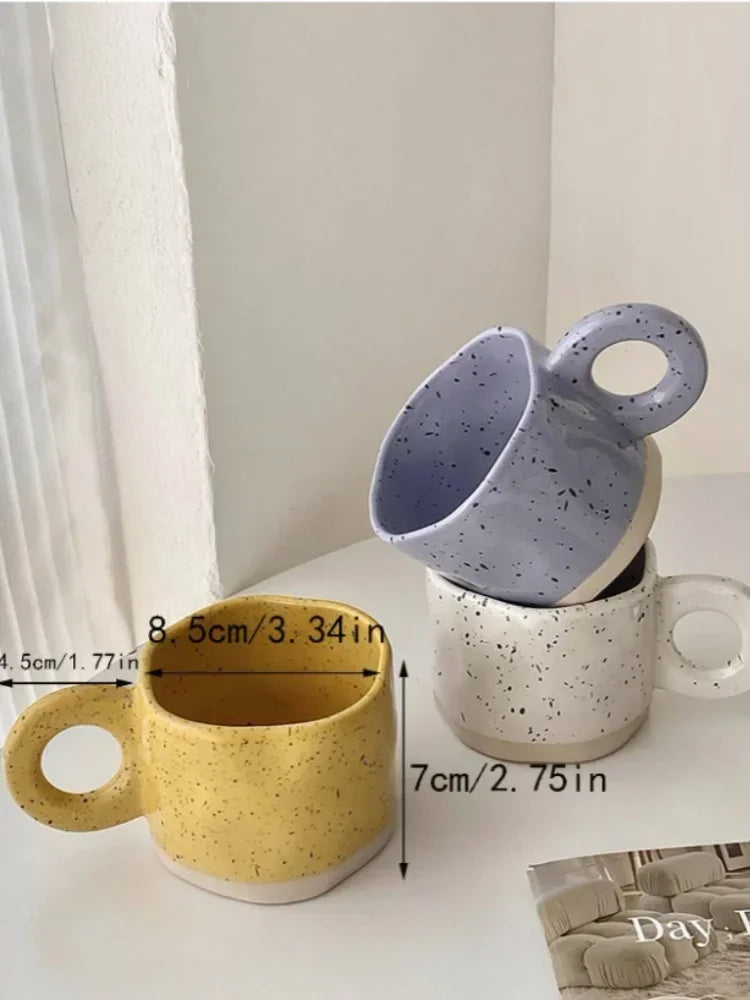Ceramic Mug 250ml Ring Handl Coffee Milk Modern Print Porcelain Mug Handmade Ceramic Hot Chocolate Cup Couple Handgrip Cups