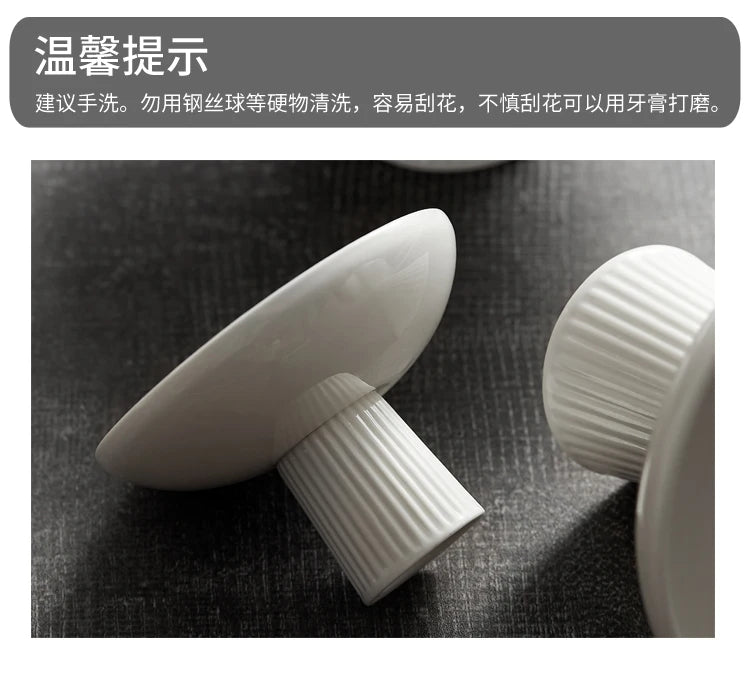 High Footed Plate Ceramic Japanese Style Exquisite Small Fruit Platter Snack Plates Office Tea Dish Restaurant Hotel Tableware
