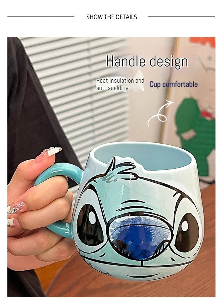 Disney Stitch New Cute Girl High Beauty Fashion Cartoon Creative Pattern Couple Milk Coffee Ceramic Mug Home Dormitory Gift Cup