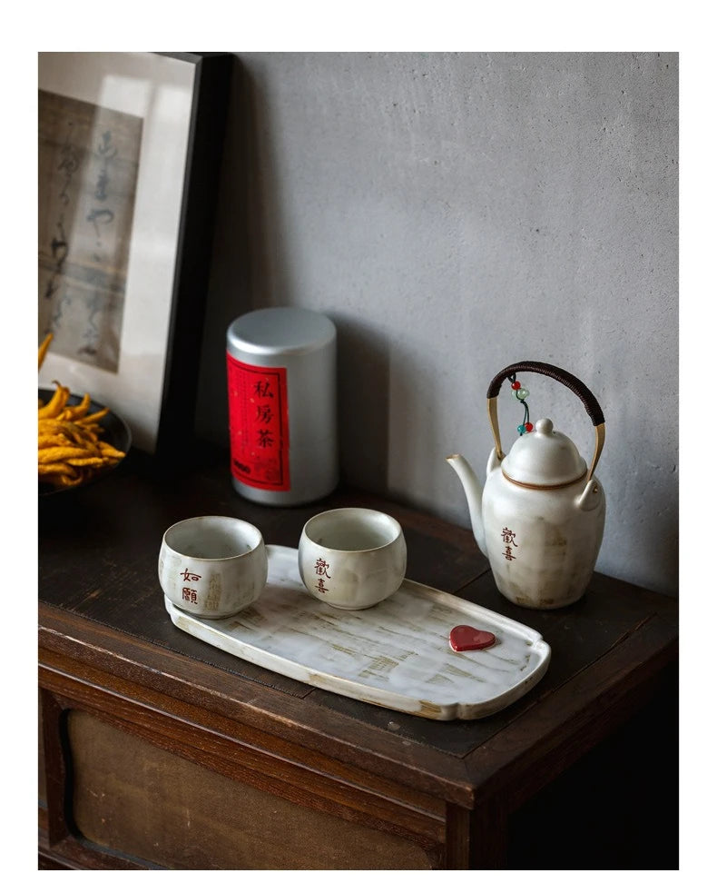 Creative Dry Brew Tray Ceramic Tea Tray Powder Introduction Oval Retro Home Use