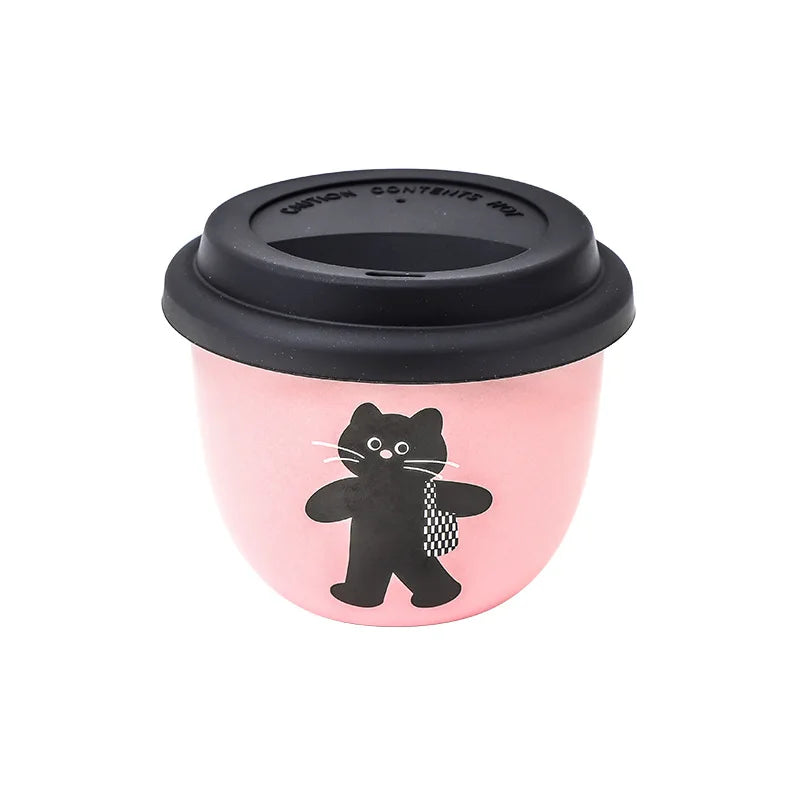 Pink Hand-held Coffee Cup Cute Casual Cup with Lid Female Water Cup French Beautiful Drinking Water Ceramic with Silicone Lid