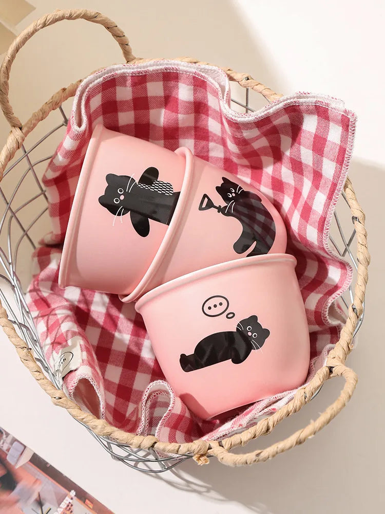 Pink Hand-held Coffee Cup Cute Casual Cup with Lid Female Water Cup French Beautiful Drinking Water Ceramic with Silicone Lid
