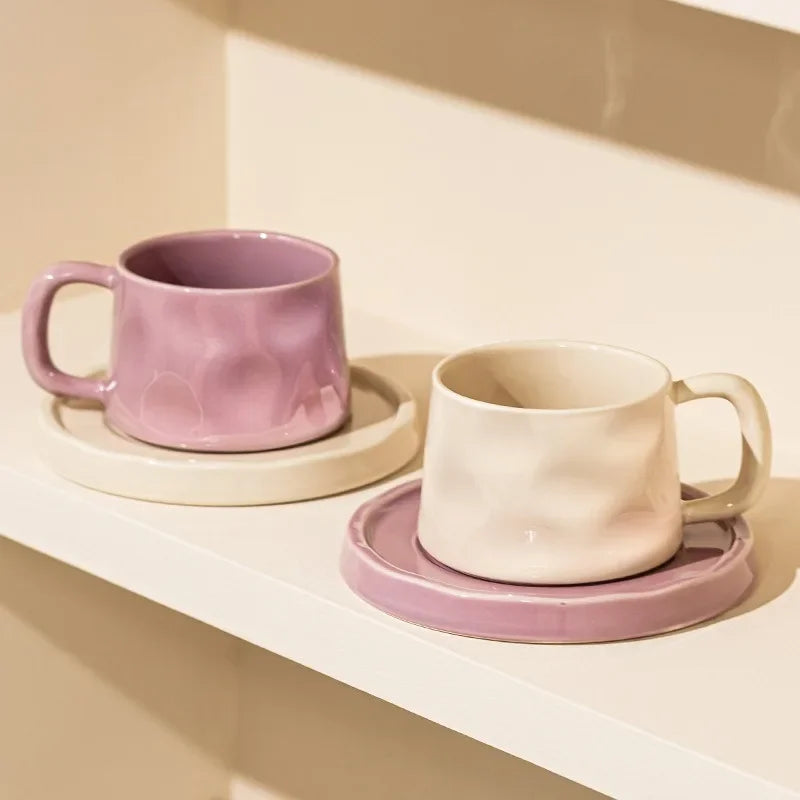 Ceramic Mugs Cute Coffee Cups and Saucers Creative Exquisite Afternoon teacup Breakfast Milk Mug Girl Gift Coffee Cup Water cups