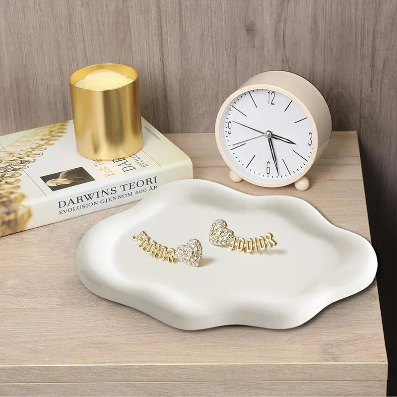 INS Style Cloud Shape Ceramic Plate Exquisite Ornaments Jewelry Dish for Women Jewelry Tray Trinket Tray Dish for Birthday Gifts
