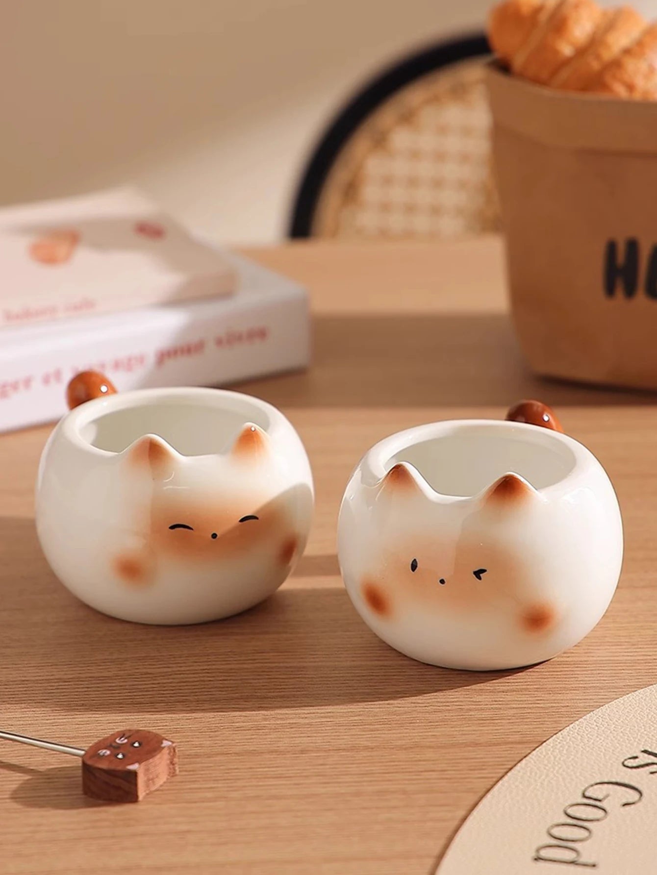 1Pc Siamese Cat Coffee Cup Creative Cute Kitten Mug High-Looking Exquisite Cup Suitable for Coffee Shop Latte Latte Cup Office Living Room Home Bedroom Drinking Cup Afternoon Tea Flower Tea Black Tea Cup Gift