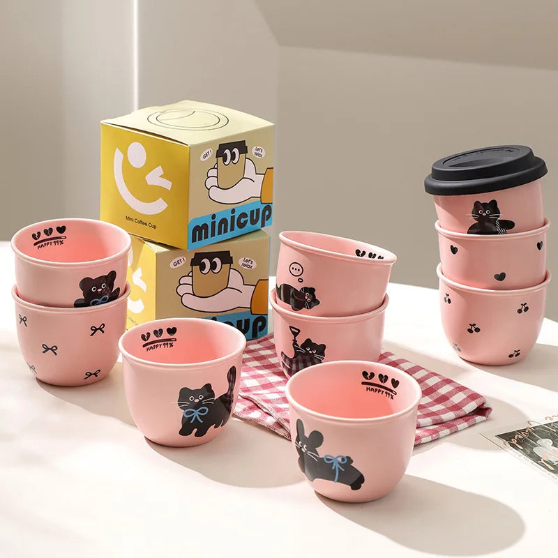 Pink Hand-held Coffee Cup Cute Casual Cup with Lid Female Water Cup French Beautiful Drinking Water Ceramic with Silicone Lid