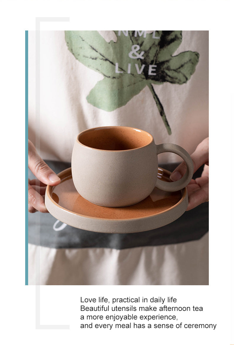 Ceramic Mug set In Japanese Retro Style Minimalist Afternoon Tea Cup Coffee Cup Dessert Mug Valentine's Day Gift cup