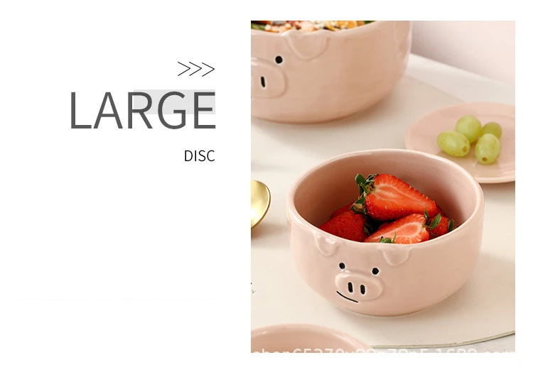 European Creative Cute Pink Pig Tableware Dishes Home Ceramic Plate Breakfast Nordic Wind Irregular Matte Plate Kitchen Utensils