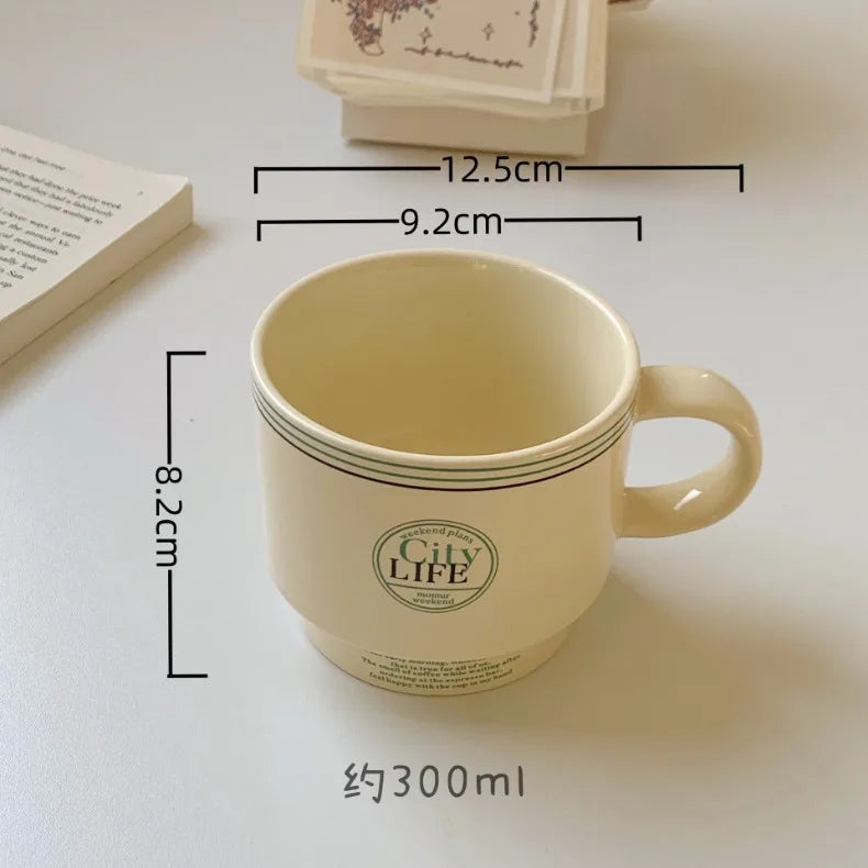 English Western Food Set Breakfast Plate French Vintage Soup Cup Coffee Mug Cream Style Tableware Yellow Ceramic Bowl
