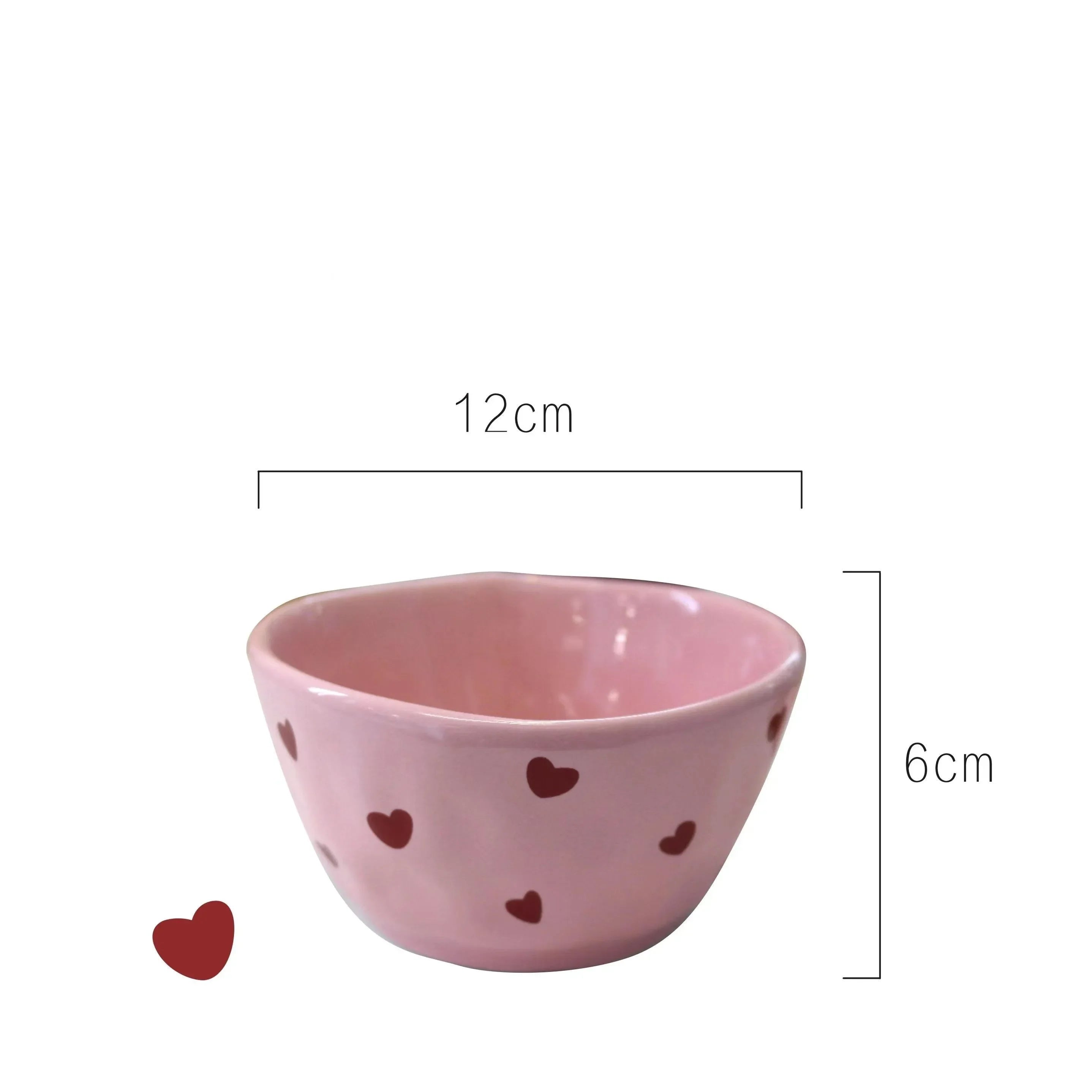 Pink Love Cutlery Set Rice Bowl Household Ceramic Double Ear Instant Noodle Soup Bowl Hand Paired Spoon Combination Noodle Bowl