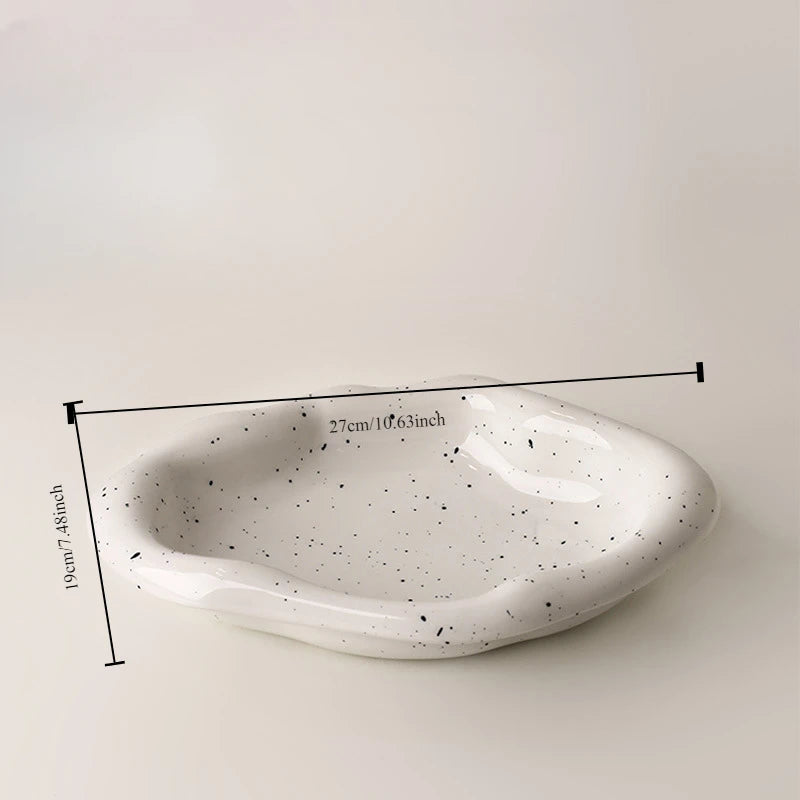 Creative Home Light Luxury Decoration Tray Ceramic Storage Tray Fruit Snack Tray Coffee Table Jewelry Tray Ins Decoration