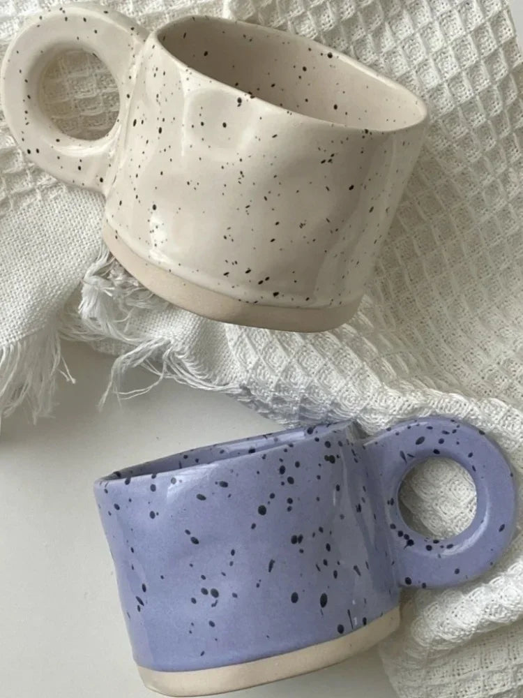 Ceramic Mug 250ml Ring Handl Coffee Milk Modern Print Porcelain Mug Handmade Ceramic Hot Chocolate Cup Couple Handgrip Cups