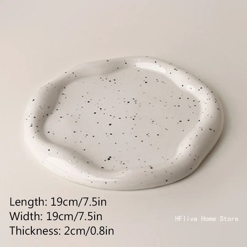 Nordic Silver Plated Ceramic Dish Irregular Tray Decorative Jewelry Organizer ins Creative Tray Luxury Ceramic Storage Tray