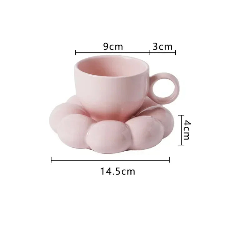 Ceramic Cloud-Shaped Coffee Cup Creative Sunflower Saucer Unique Office Afternoon Tea Mug Exquisite Milk Cups Kitchen Drinkware
