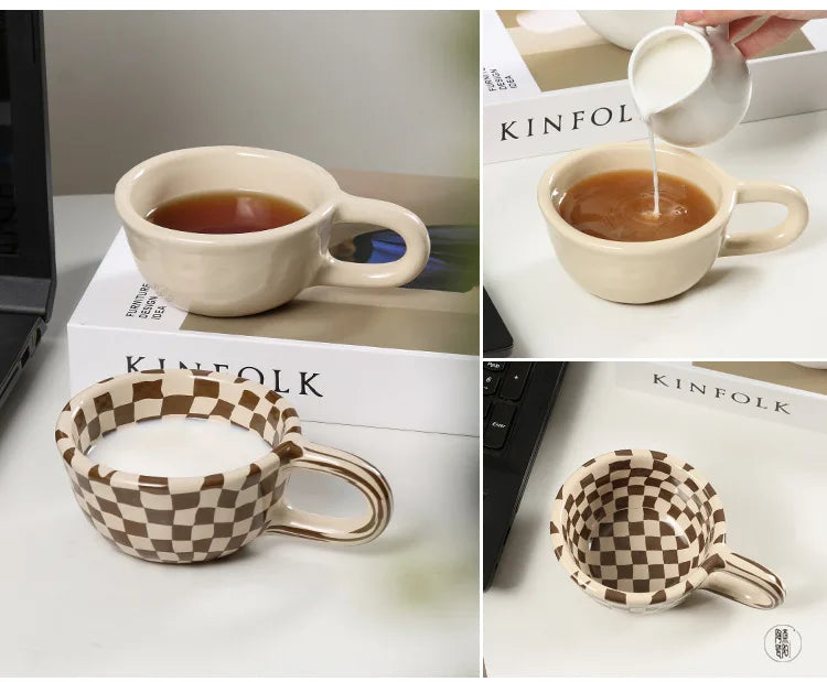1pc Ceramic Mugs Coffee Cups Irregular Flower Milk Tea Cup ins korean style Oatmeal Breakfast Mug Drinkware Kitchen