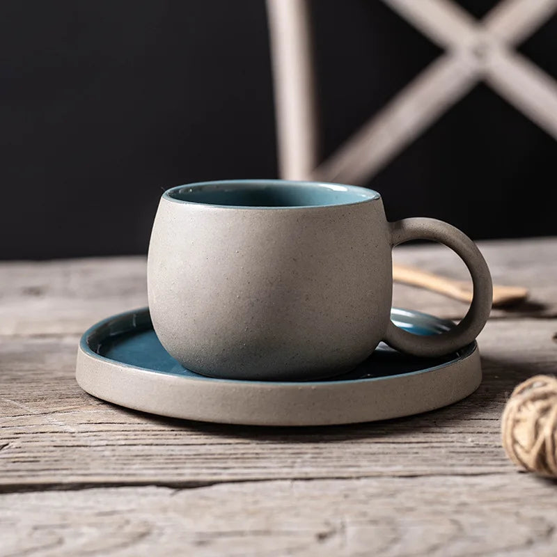 Ceramic Mug set In Japanese Retro Style Minimalist Afternoon Tea Cup Coffee Cup Dessert Mug Valentine's Day Gift cup