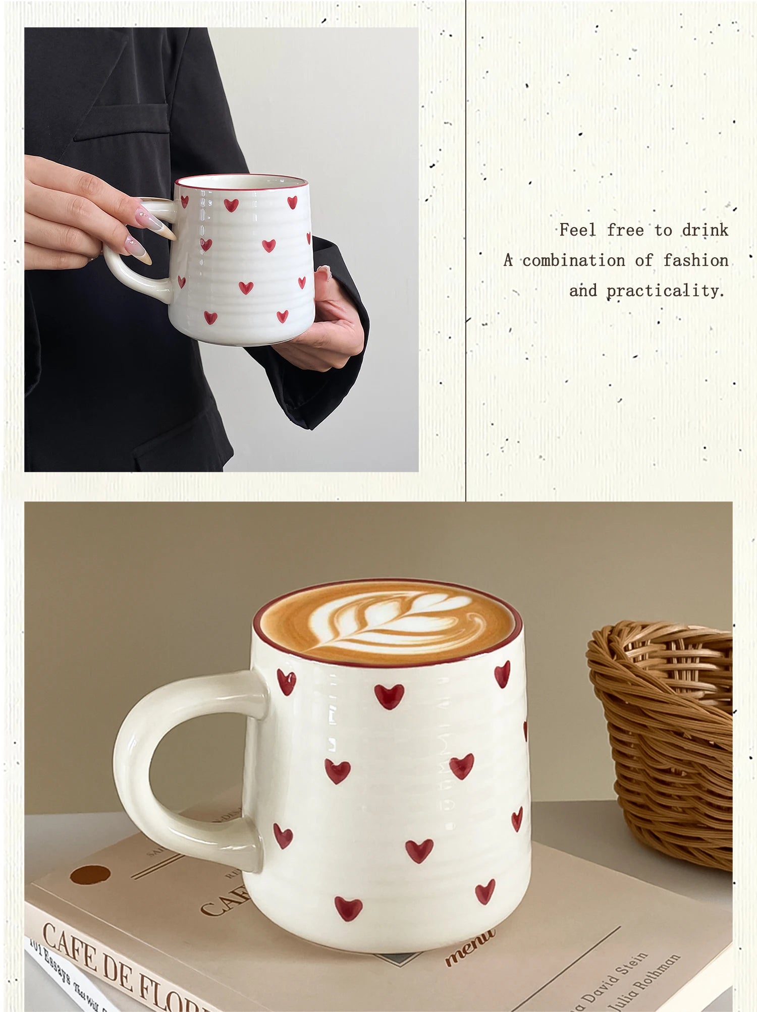 Love Ceramic Mug, Cute Little Love Ceramic Mug Coffee Cup Drinking Cup, Suitable for Home Drinking, Afternoon Tea Drinking, Office Drinking, Coffee Shop Latte Art, Souvenir, Valentine's Day Holiday Gift, Birthday Gift