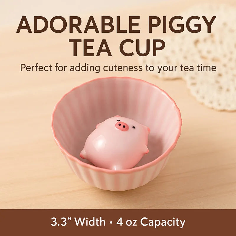 Creative Pig Inside Ceramic Teacup, Funny Bubble Spitting Pig Design, Espresso Coffee Water Mug, Cute Novelty Gift