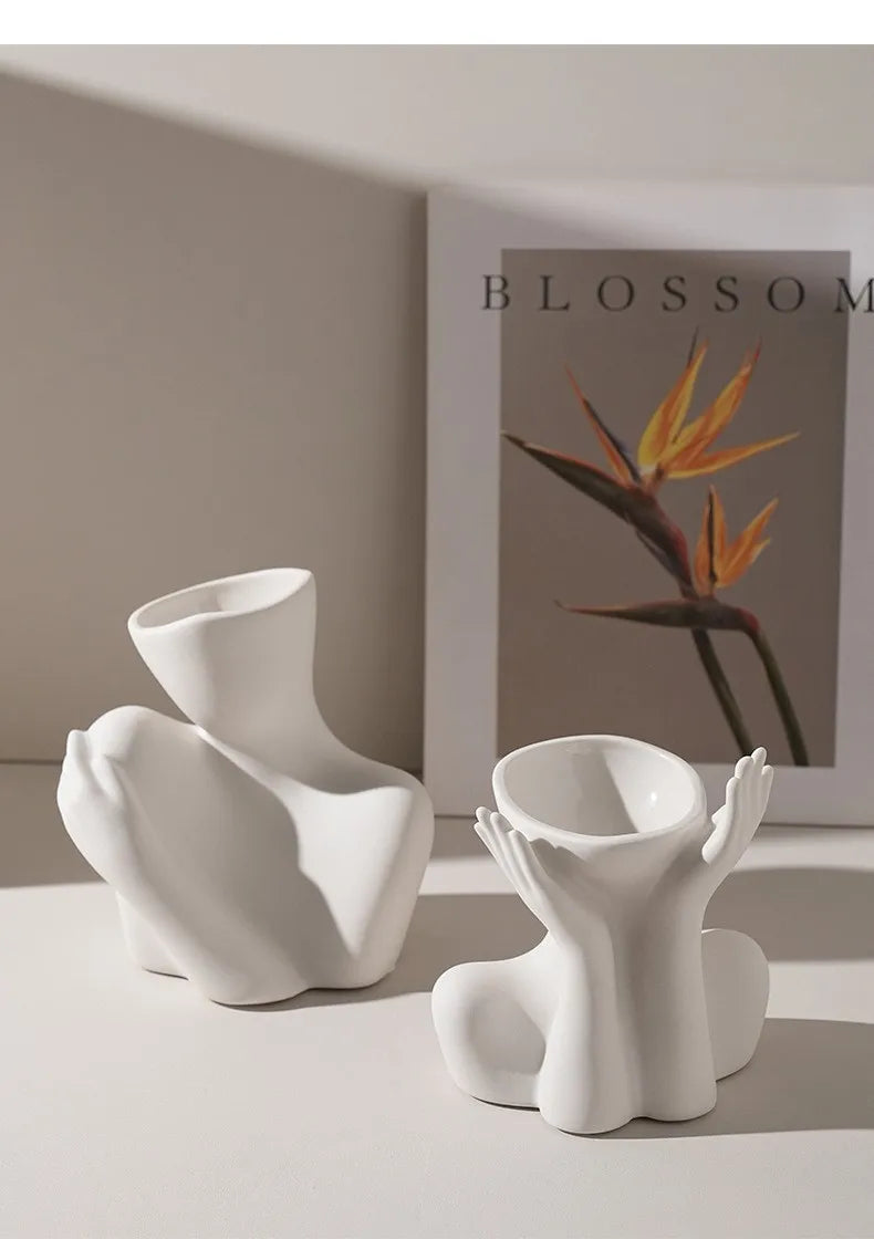 New Creative Human Vase Living Room Flower Arrangement Container Ceramic  Flower Pot Decoration Home Decoration Accessories