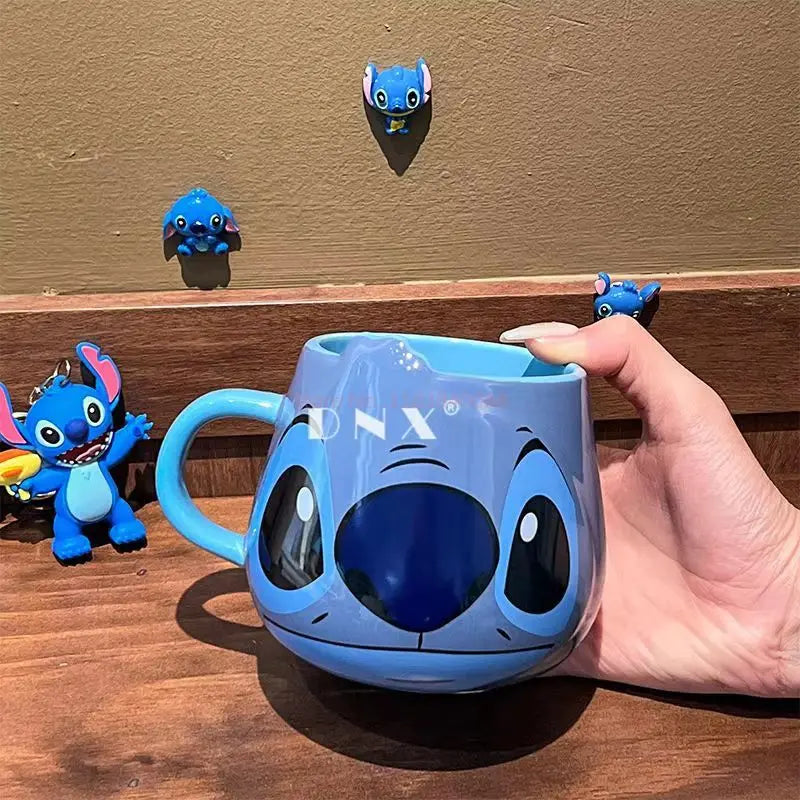 Disney Stitch New Cute Girl High Beauty Fashion Cartoon Creative Pattern Couple Milk Coffee Ceramic Mug Home Dormitory Gift Cup