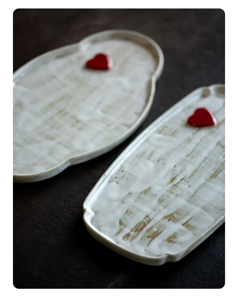 Creative Dry Brew Tray Ceramic Tea Tray Powder Introduction Oval Retro Home Use