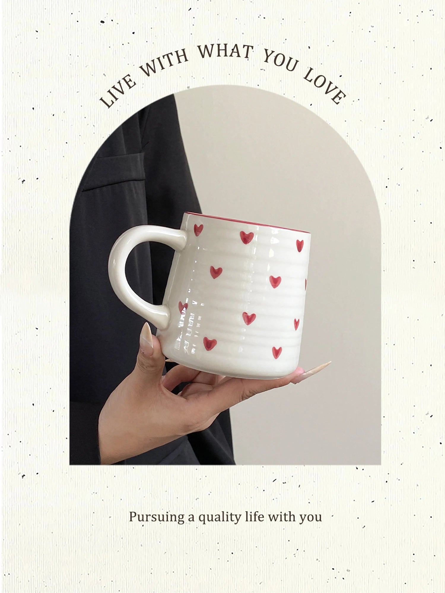 Love Ceramic Mug, Cute Little Love Ceramic Mug Coffee Cup Drinking Cup, Suitable for Home Drinking, Afternoon Tea Drinking, Office Drinking, Coffee Shop Latte Art, Souvenir, Valentine's Day Holiday Gift, Birthday Gift