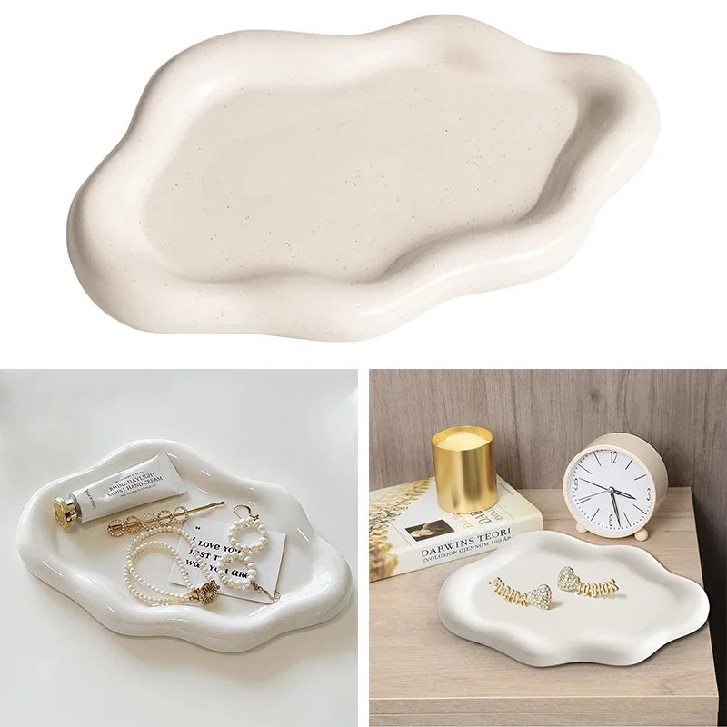 INS Style Cloud Shape Ceramic Plate Exquisite Ornaments Jewelry Dish for Women Jewelry Tray Trinket Tray Dish for Birthday Gifts