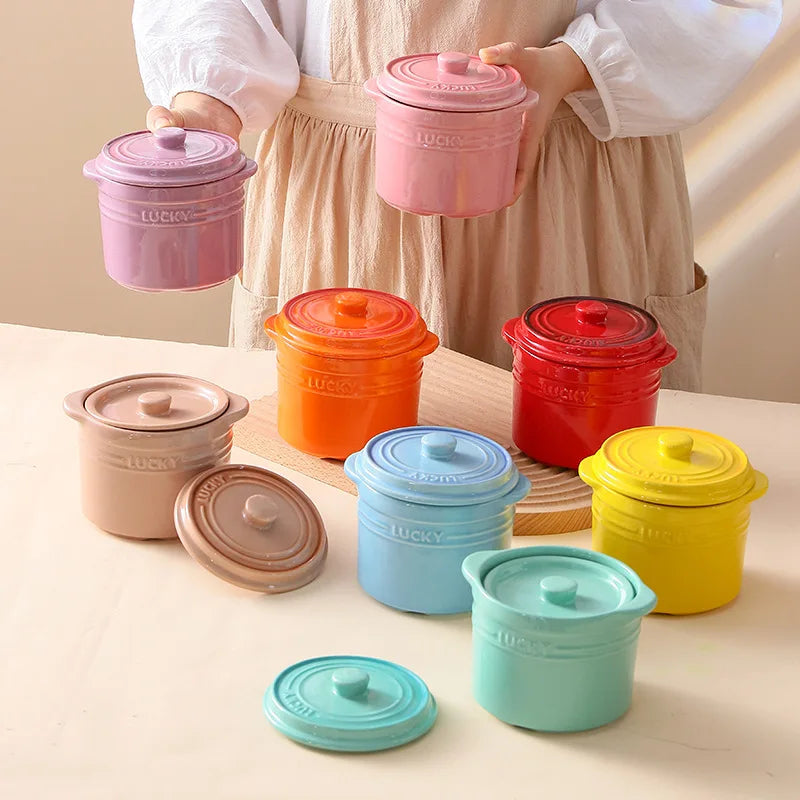 Double Lid Ceramic Bowl,Bird's Nest Steamed Egg Bowl Dessert Cup Stockpot for Boiling, Simmer Cooking Pot Kitchen Cooking Tools