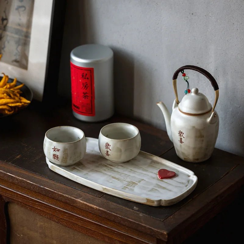 Creative Dry Brew Tray Ceramic Tea Tray Powder Introduction Oval Retro Home Use