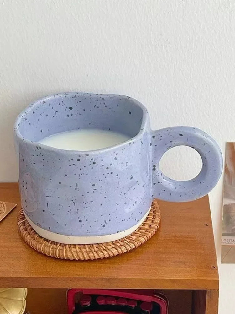 Ceramic Mug 250ml Ring Handl Coffee Milk Modern Print Porcelain Mug Handmade Ceramic Hot Chocolate Cup Couple Handgrip Cups