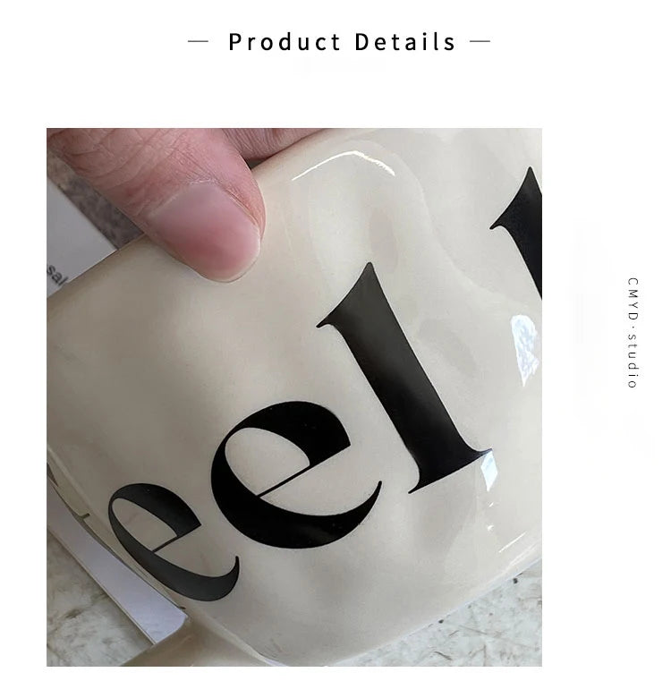 350ml Large Capacity Ceramic Mug Hand Pinched Big Ears Home High Value Water Cup Milk Coffee Cup Couple Pair Gift Cup