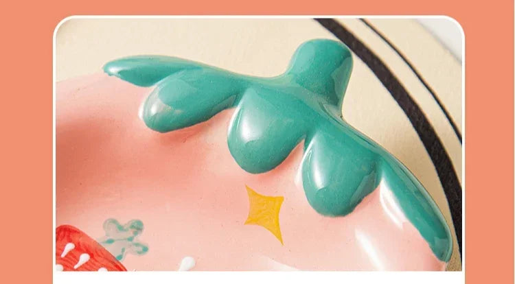 Fruit Plates Ceramic Household Cute Dessert Plates Salad Plates Home Desktop Fun Decoration Plates Mini Trays Kitchen Oil Plates