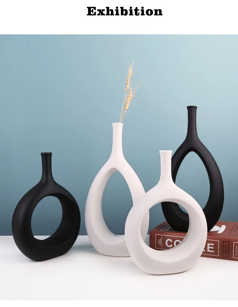 Ceramic Hollow Vase Nordic Flower Pot Modern Art Planter Pots Office Living Room Desktop Interior Home Decoration Accessories