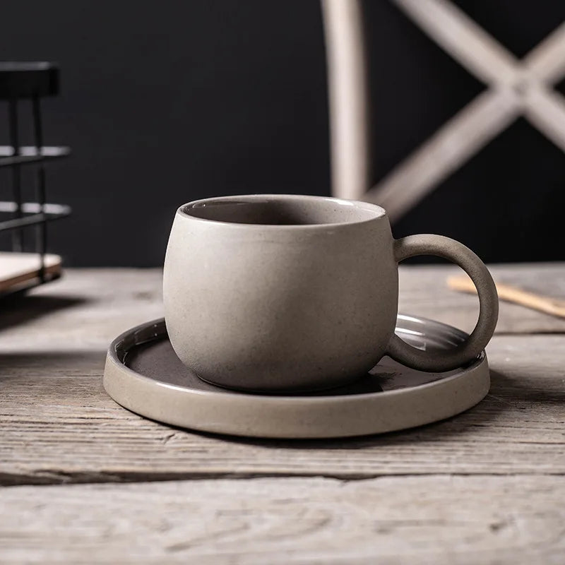 Ceramic Mug set In Japanese Retro Style Minimalist Afternoon Tea Cup Coffee Cup Dessert Mug Valentine's Day Gift cup