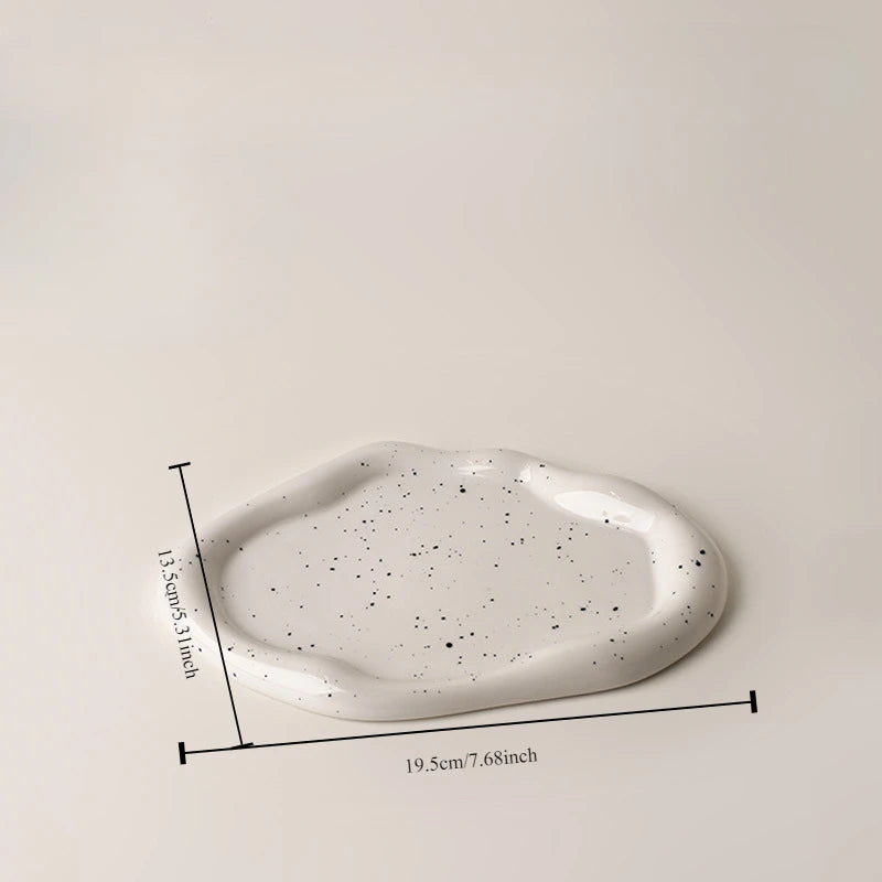 Creative Home Light Luxury Decoration Tray Ceramic Storage Tray Fruit Snack Tray Coffee Table Jewelry Tray Ins Decoration