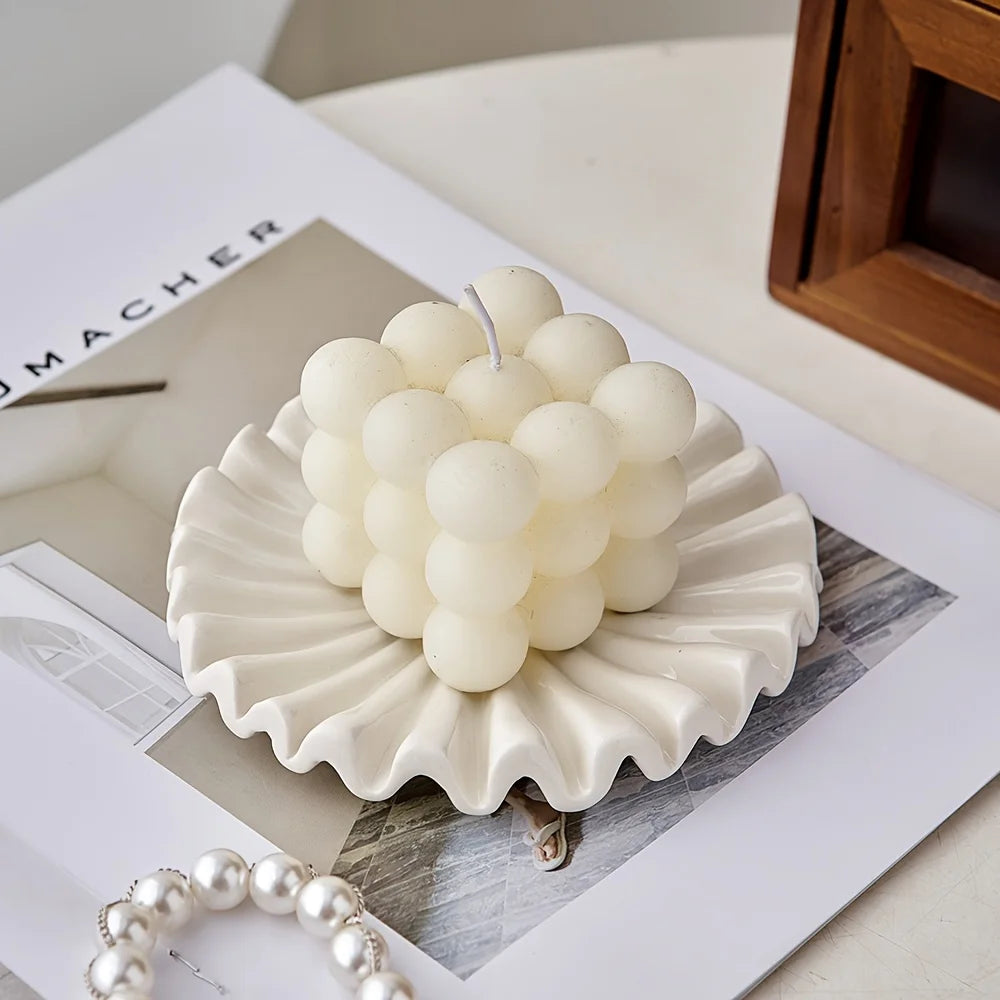 Elegant Jewelry Tray Ceramic Ruffle Decorative Tray Perfect Modern Jewelry Bowl with Scalloped Design for Coffee Table Organizer