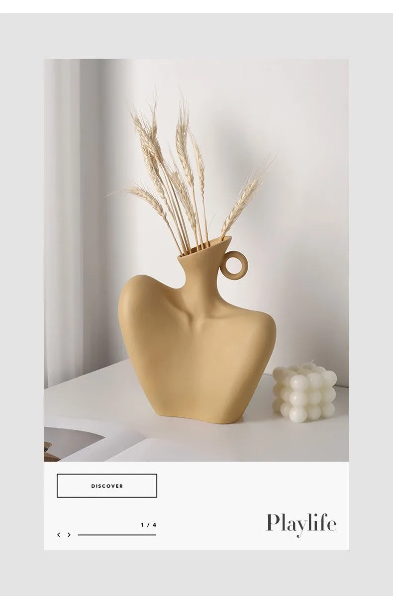 New Creative Human Vase Living Room Flower Arrangement Container Ceramic  Flower Pot Decoration Home Decoration Accessories