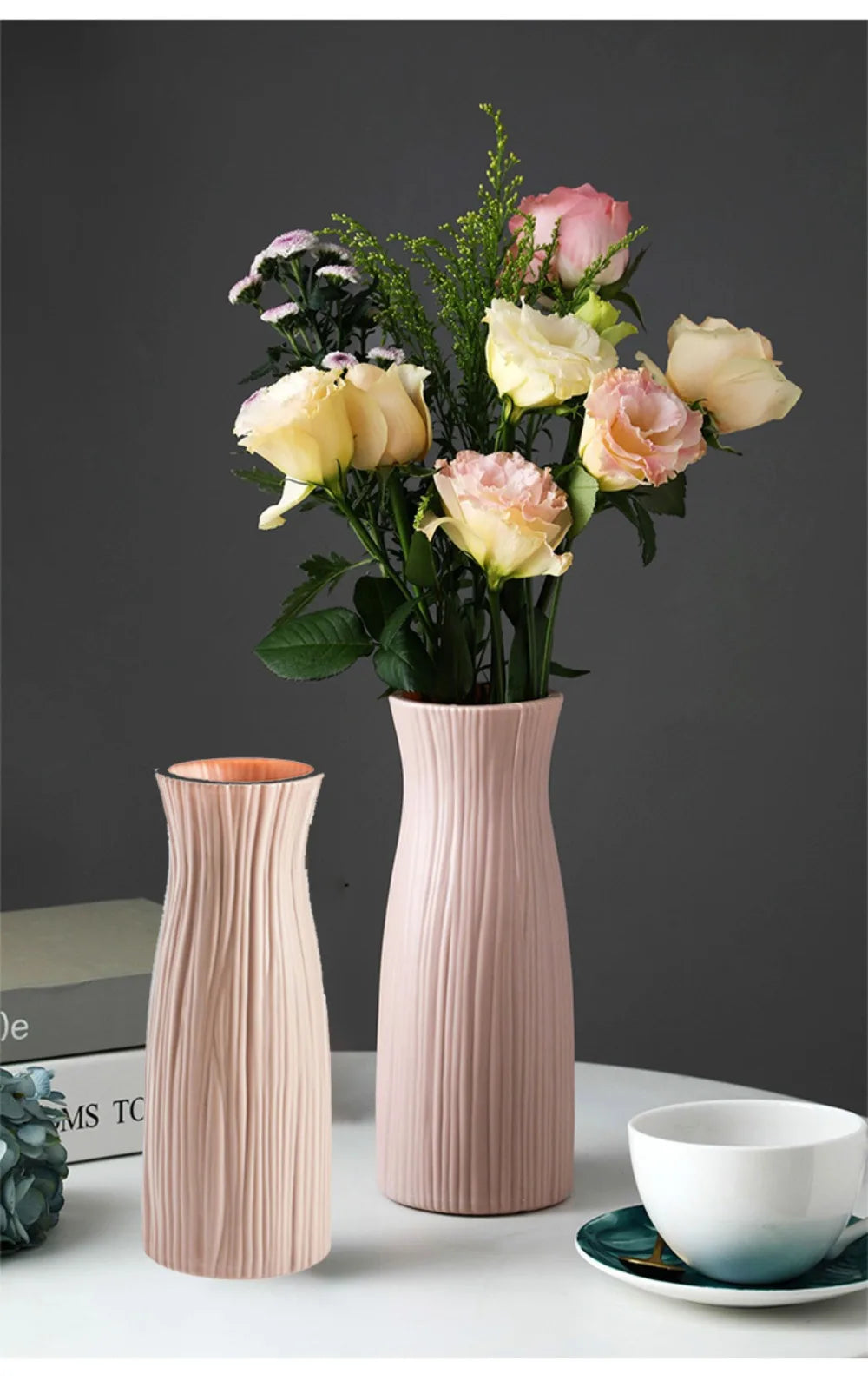 Home Decor Plastic Plastic Vases Imitation Ceramic Flower Arrangement Flower Pot Decoration Desktop Ornament Living Room