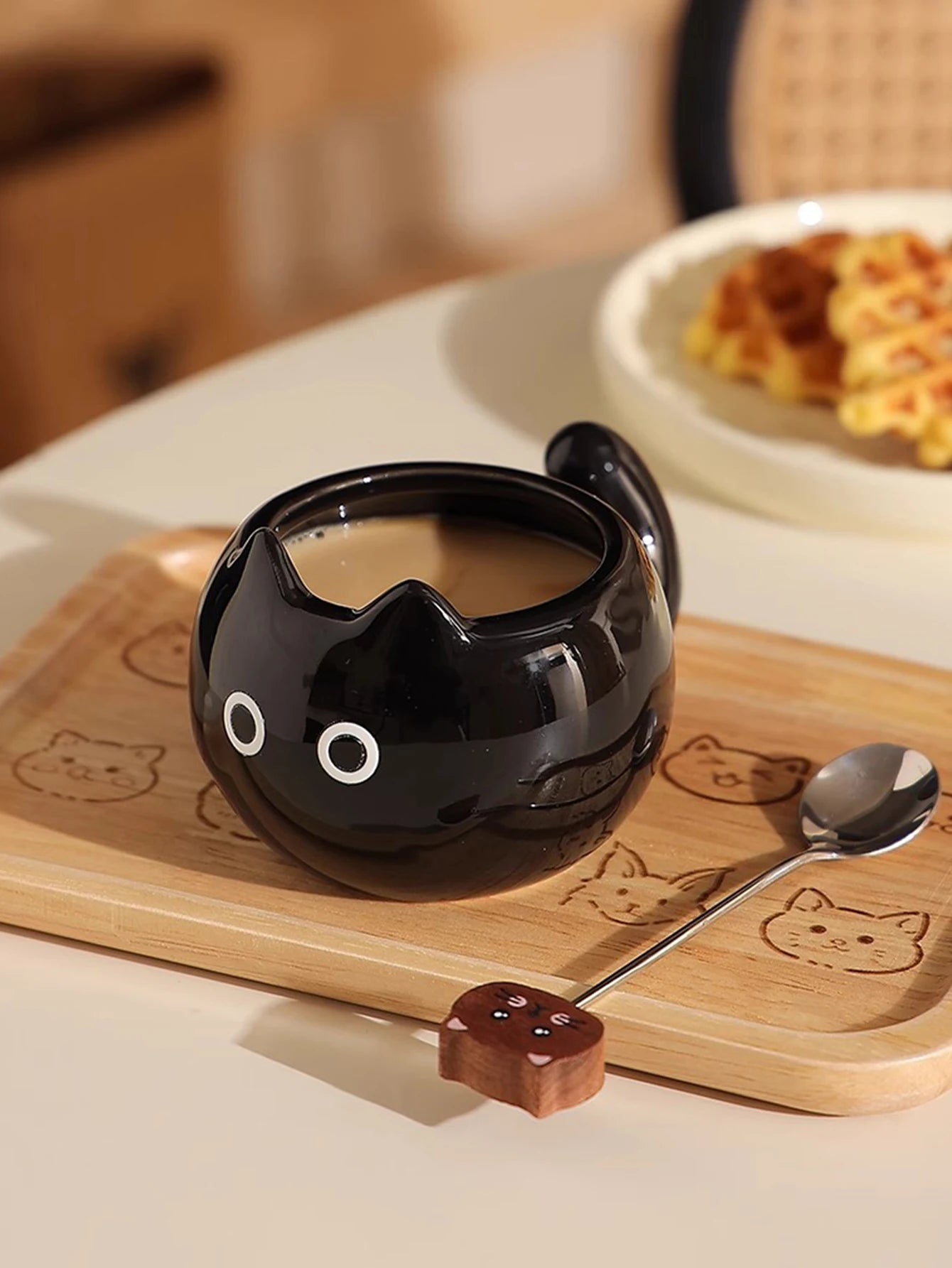 1Pc Siamese Cat Coffee Cup Creative Cute Kitten Mug High-Looking Exquisite Cup Suitable for Coffee Shop Latte Latte Cup Office Living Room Home Bedroom Drinking Cup Afternoon Tea Flower Tea Black Tea Cup Gift
