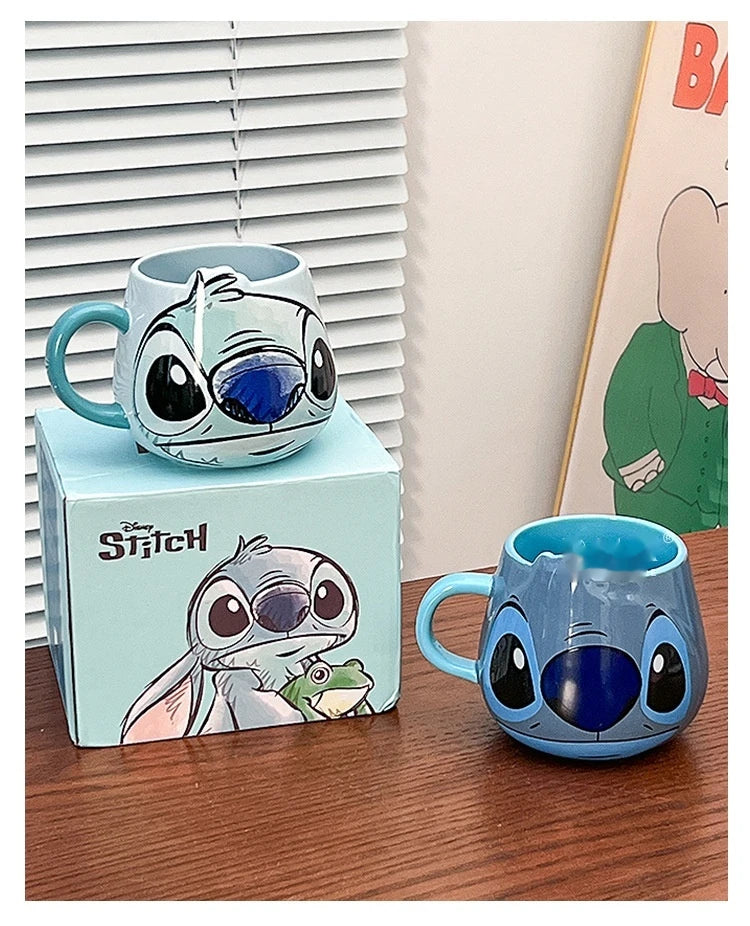 Disney Stitch New Cute Girl High Beauty Fashion Cartoon Creative Pattern Couple Milk Coffee Ceramic Mug Home Dormitory Gift Cup