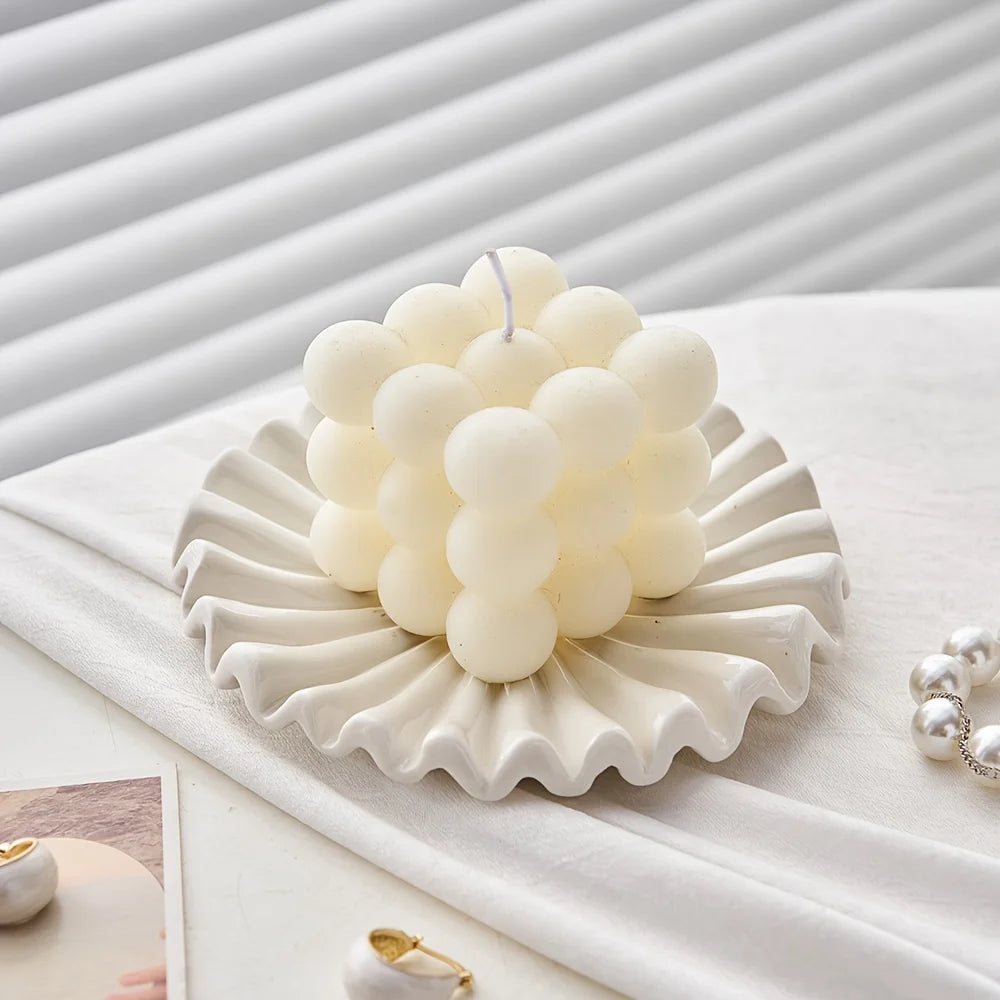 Elegant Jewelry Tray Ceramic Ruffle Decorative Tray Perfect Modern Jewelry Bowl with Scalloped Design for Coffee Table Organizer